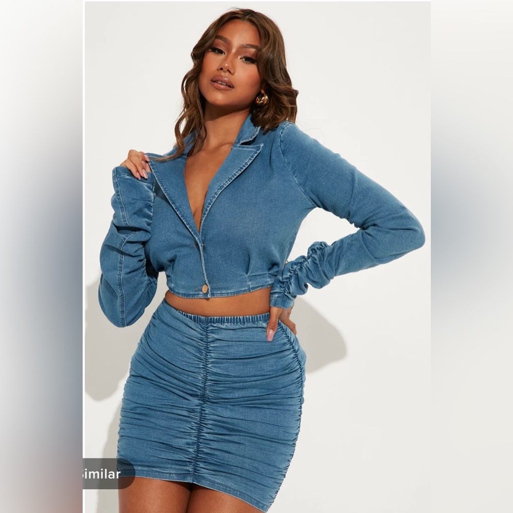 Matching Jean skirt set. Medium wash